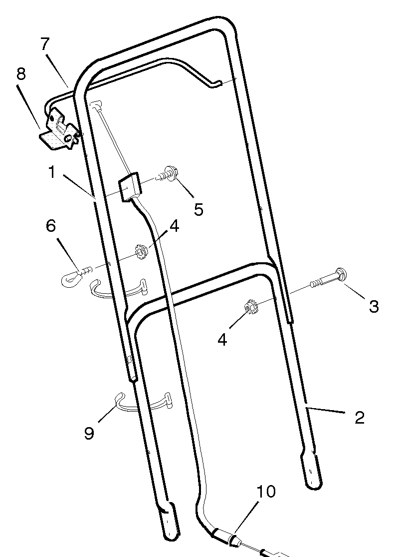 Handle Assembly Diagram and Parts List for 22223X41A 1996 Briggs and Stratton Lawn Mower